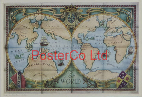 The World Map - Framed Print - 11"H x 14"W