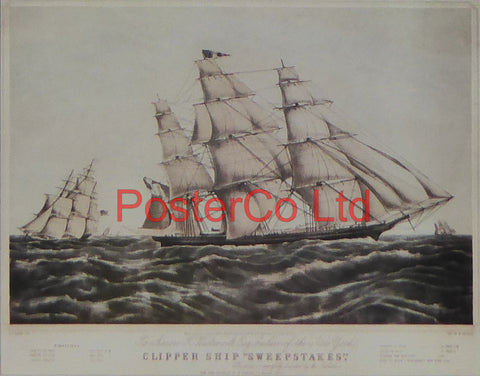 Clipper Ship "Sweepstakes" - Framed Print - 11"H x 14"W