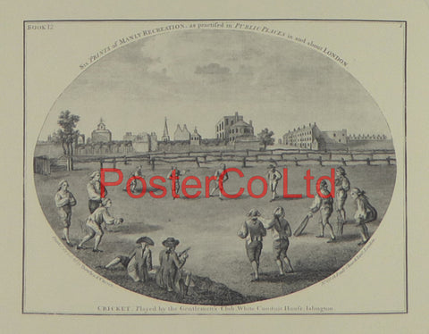 Cricket, played by the Gentlemens Club, White Conduit House, Islington - Framed Print - 11"H x 14"W