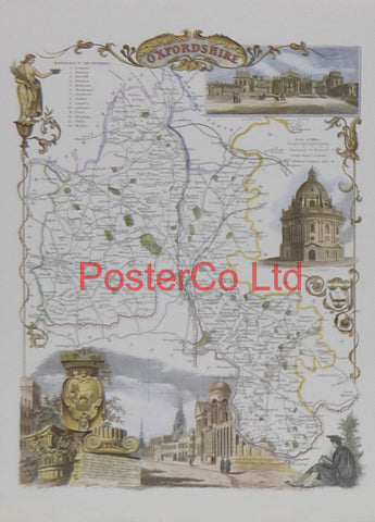 Oxfordshire Map - Framed Print - 14"H x 11"W
