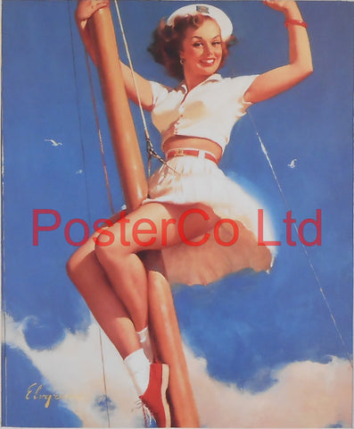 Sail Boat Pin Up (Gil Elvgren)  - Framed Picture - 16"H x 12"W