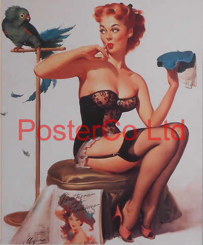 Feather and Fashion Pin Up (Gil Elvgren)  - Framed Picture - 16"H x 12"W