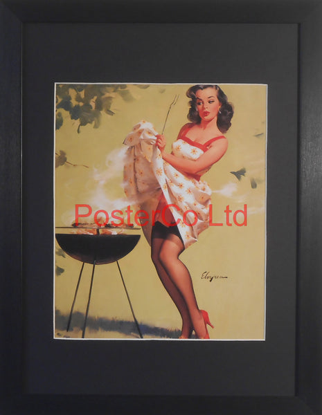 Barbeque Pin Up (Gil Elvgren)  - Framed Picture - 16"H x 12"W