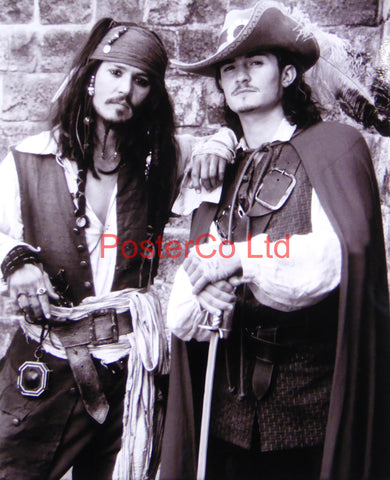 Jack Sparrow & Will Turner  - Johnny Depp & Orlando Bloom  - Pirates of the Carribean- Framed print 16"H x 12"W