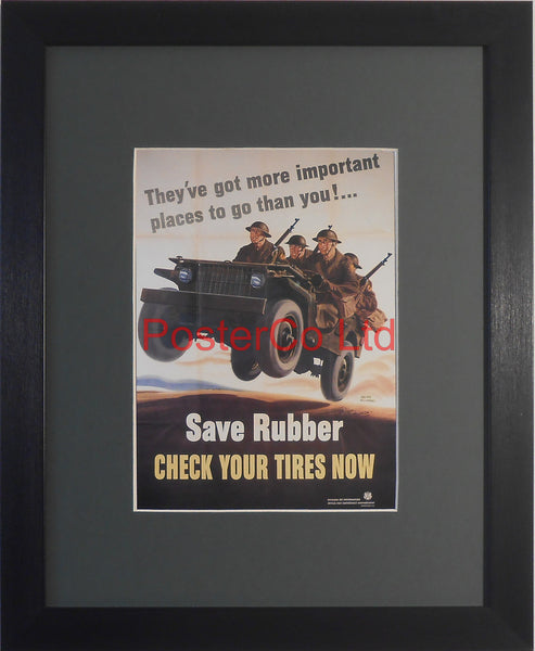 American WWII Propaganda Poster - Army - Save Rubber - Framed Picture - 14"H x 11"W