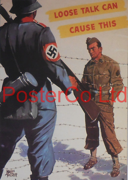 American WWII Propaganda Poster - Army - Loose Talk warning - Framed Picture - 14"H x 11"W