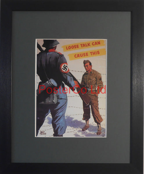 American WWII Propaganda Poster - Army - Loose Talk warning - Framed Picture - 14"H x 11"W
