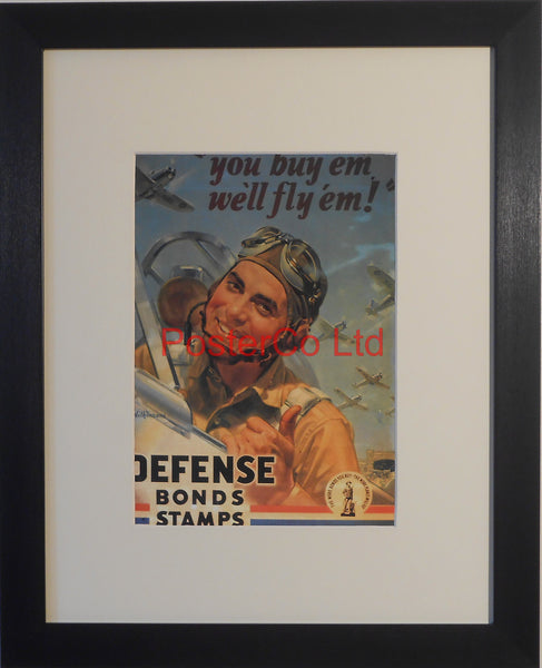 American WWII Propaganda Poster - Airforce War Bond advert - Framed Picture - 14"H x 11"W