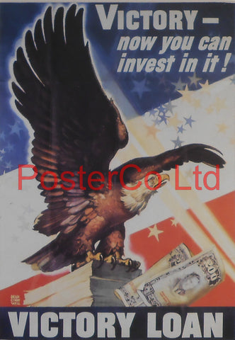 American WWII Propaganda Poster - War Loans advert - Framed Picture - 14"H x 11"W