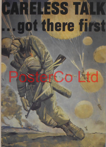 American WWII Propaganda Poster - Paratroopers - Loose Talk warning - Framed Picture - 14"H x 11"W