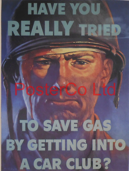 American WWII Propaganda Poster - Army - Car Club- Framed Picture - 14"H x 11"W