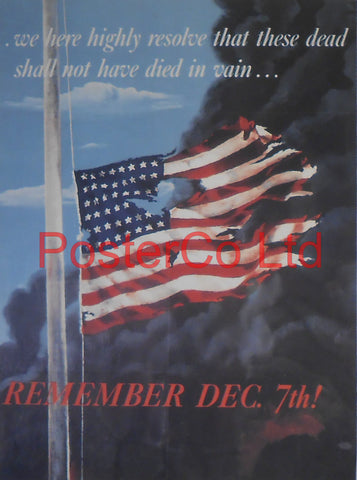 American WWII Propaganda Poster - Navy - Commemoration of Pearl Harbor- Framed Picture - 14"H x 11"W
