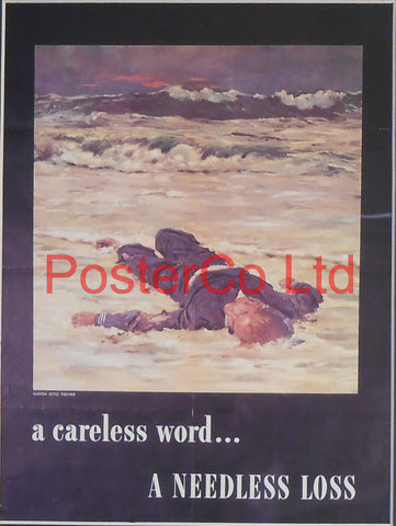 American WWII Propaganda Poster - Navy - Loose Talk warning - Framed Picture - 14"H x 11"W