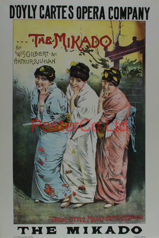 The Mikado (3 little maids) - D'oyle Cartes Advert - Framed Print - 20"H x 16"W