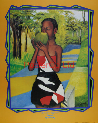 Girl with Coconut - Tamara Ramong - Framed Print - 16"H x 20"W