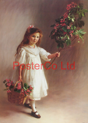 Chestnut Blossom (Child Portrait) - John Henry Lorimer - Royle Publications - Framed Print - 20"H x 16"W