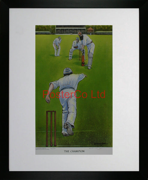 Cricket - The Champion - Edward John - (Limited Numbered and Signed Edition) - Framed Print - 20"H x 16"W