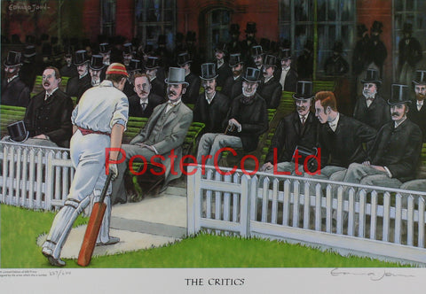 Cricket - The Critics - Edward John - (Limited Numbered and Signed Edition) - Framed Print - 16"H x 20"W