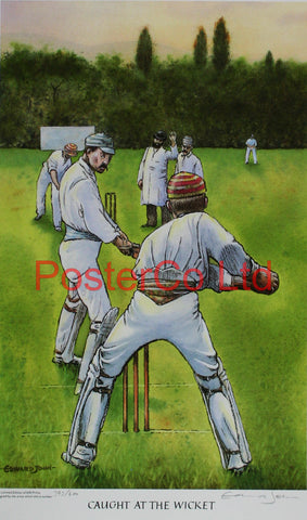 Cricket - Caught at the wicket - Edward John - (Limited Numbered and Signed Edition) - Framed Print - 20"H x 16"W