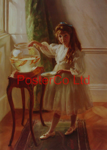 The goldfish bowl (Child Portrait) - John Henry Lorimer - Royle Publications - Framed Print - 20"H x 16"W