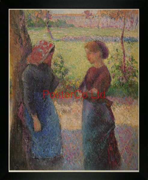 A chance meeting - Camille Pissarro - Framed Print - 20"H x 16"W