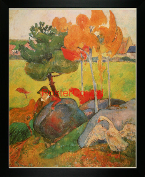 Breton Landscape - Eugène Henri Paul Gauguin - Framed Print - 20"H x 16"W