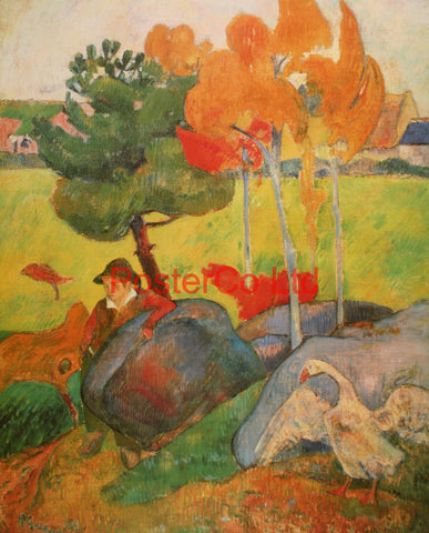 Breton Landscape - Eugène Henri Paul Gauguin - Framed Print - 20"H x 16"W