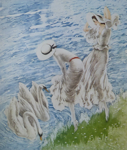 The Swans Louis Icart (1974 Browning Art Co) (Genuine and Vintage)