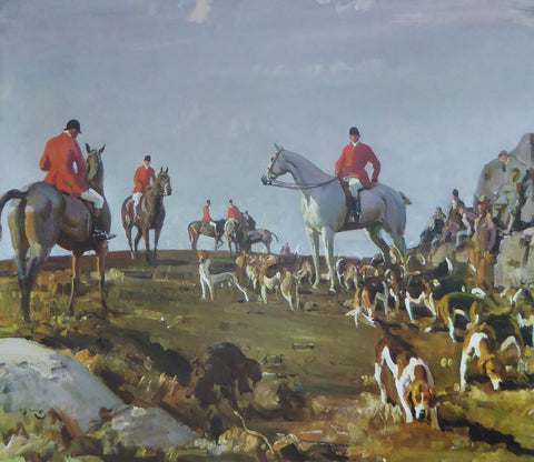 Hunting on Zennor Hill, Cornwall Sir Alfred Munnings (1985 Royle Publications) (Genuine and Vintage)