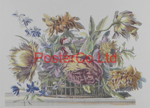 Flower arrangement in basket - Framed Print - 12"H x 16"W