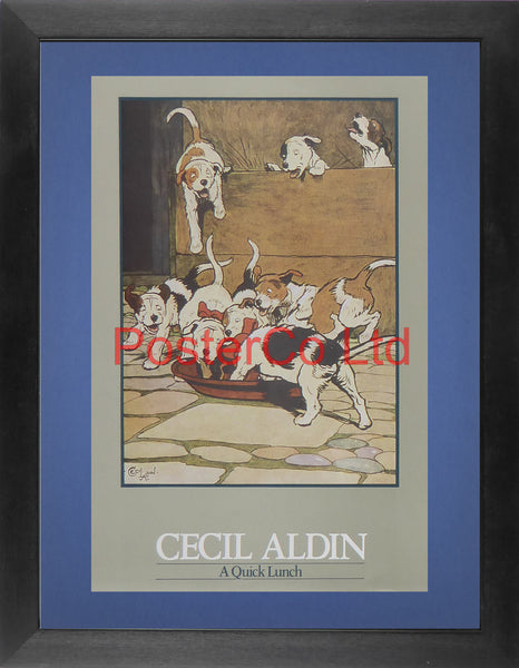 A Quick Lunch (Hunting Dogs) - Cecil Aldin - Felix Rose 1986 - Framed Print - 16"H x 12"W