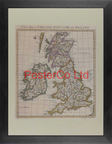 A new map of England Scotland & Ireland - Framed Print - 16"H x 12"W