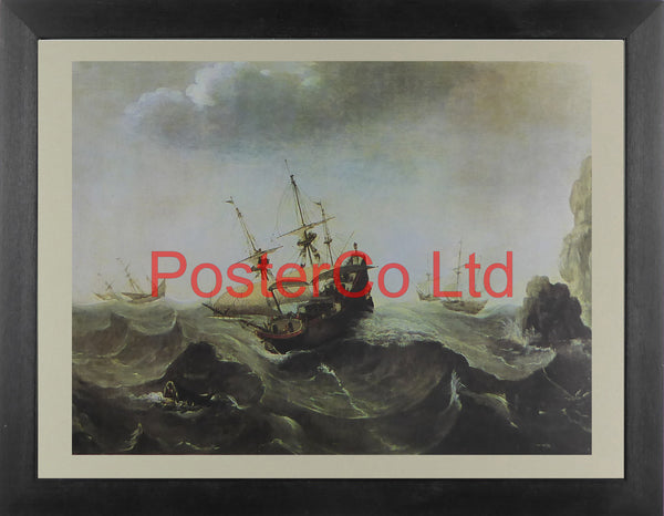 A Dutch Merchantman in a Storm - Cornelis Verbeeck - Framed Print - 12"H x 16"W