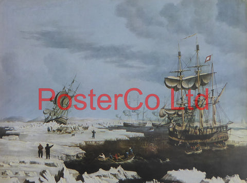 Hull Whalers in the Arctic - Thomas Binks	- Framed Print - 12"H x 16"W
