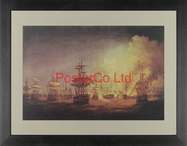 Battle of the Nile End of the Action - Thomas Whitcombe - (Chevron History series) - Framed Print - 12"H x 16"W
