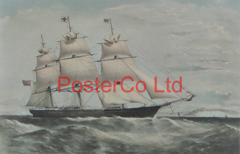 Clipper Ship "Swiftsure" 1326 Tons (White) - Framed Print - 12"H x 16"W