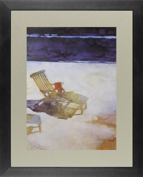 Deckchair with red towel on a beach 