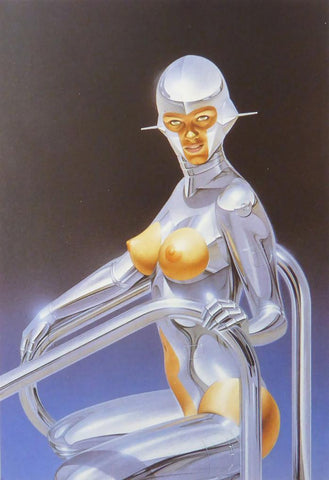 Sexy Silver metallic space type robot Hajime Sorayama 