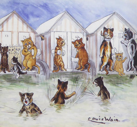 Cats outside bathing huts at the seaside   Louis Wain