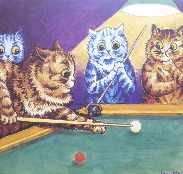 4 cats playing snooker   Louis Wain