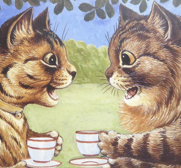 2 Cats having a cup of tea   Louis Wain
