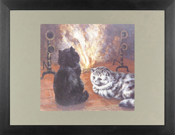 2 Cats in front of a fire   Louis Wain