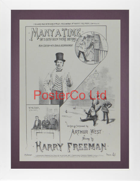Many A Time - Sheet music art - Arthur West, Harry Freeman - Framed Print - 16"H x 12"W