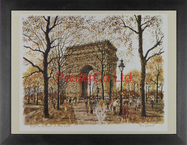 Arc de Triomphe and Les Champs Elysees - Alexei Jawdokimov - Framed Print - 12"H x 16"W