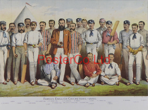 Famous English Cricketers - Boys Own Paper - Framed Print - 12"H x 16"W