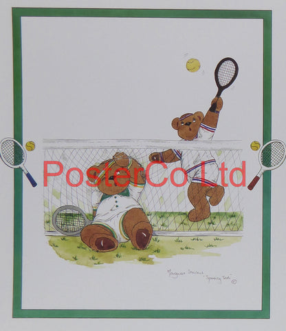 Sporting Teds (Tennis) - Margaret Stevens - Framed Print - 16"H x 12"W