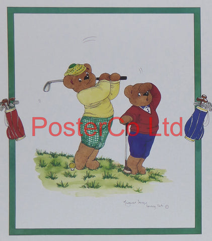 Sporting Teds (Golf) - Margaret Stevens - Framed Print - 16"H x 12"W