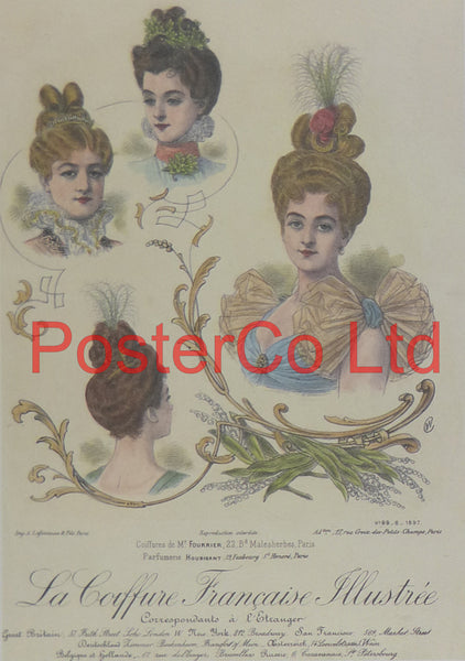la coiffure française illustrée - Hairdressing Styles (4) - C Wintz - Framed Print - 16"H x 12"W