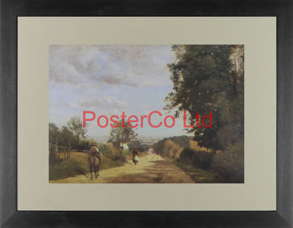 A country lane (Le Chemin de Sevres) - Jean-Baptiste-Camille Corot - Framed Print - 12"H x 16"W