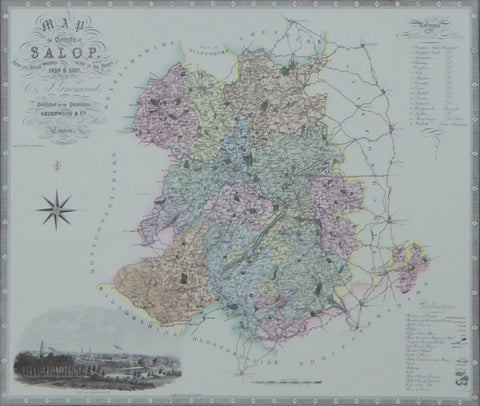 Salop (Shropshire) Map by C & J Greenwood - Framed Print - 16"H x 20"W